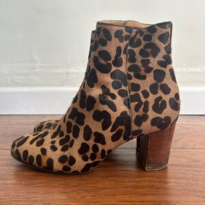 Sezane Cow-Hair Leopard Ankle Boots Size 40 (9.5 US)